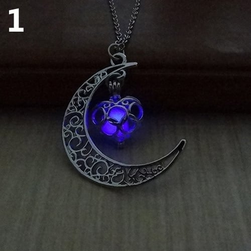 Moon Glowing Turquoise Pendant Charm Jewelry Chain Necklace Halloween Gifts Image 9