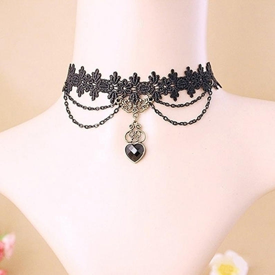 Women Lace Beads Choker Victorian Steampunk Style Gothic Collar Necklace Gift Image 2