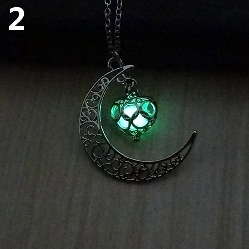 Moon Glowing Turquoise Pendant Charm Jewelry Chain Necklace Halloween Gifts Image 10