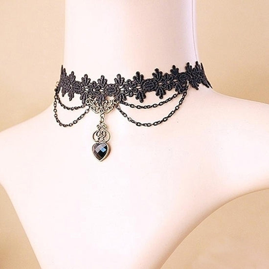 Women Lace Beads Choker Victorian Steampunk Style Gothic Collar Necklace Gift Image 3