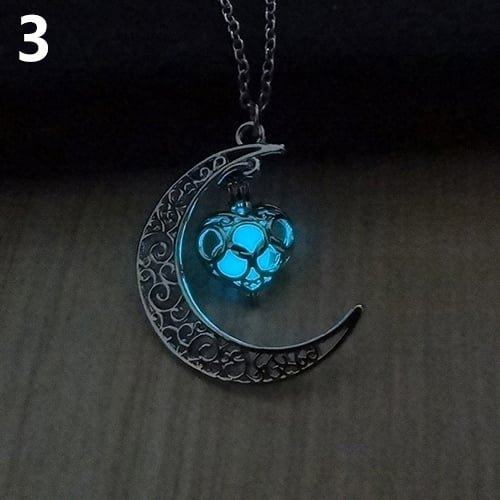 Moon Glowing Turquoise Pendant Charm Jewelry Chain Necklace Halloween Gifts Image 11