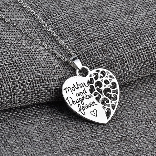 Women Fashion Silver Plated Heart Shape Pendant Necklace Mothers Day Jewelry Gift Image 3