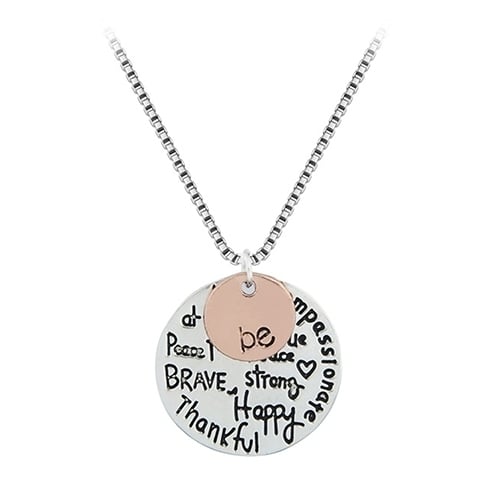 Women Two-Tone Be Graffiti Charm Pendant Necklace Sister Friendship Gift Image 3