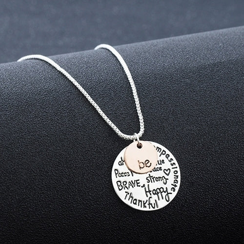 Women Two-Tone Be Graffiti Charm Pendant Necklace Sister Friendship Gift Image 6