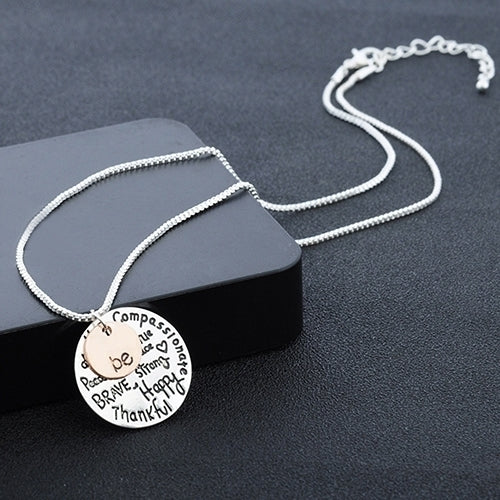 Women Two-Tone Be Graffiti Charm Pendant Necklace Sister Friendship Gift Image 7