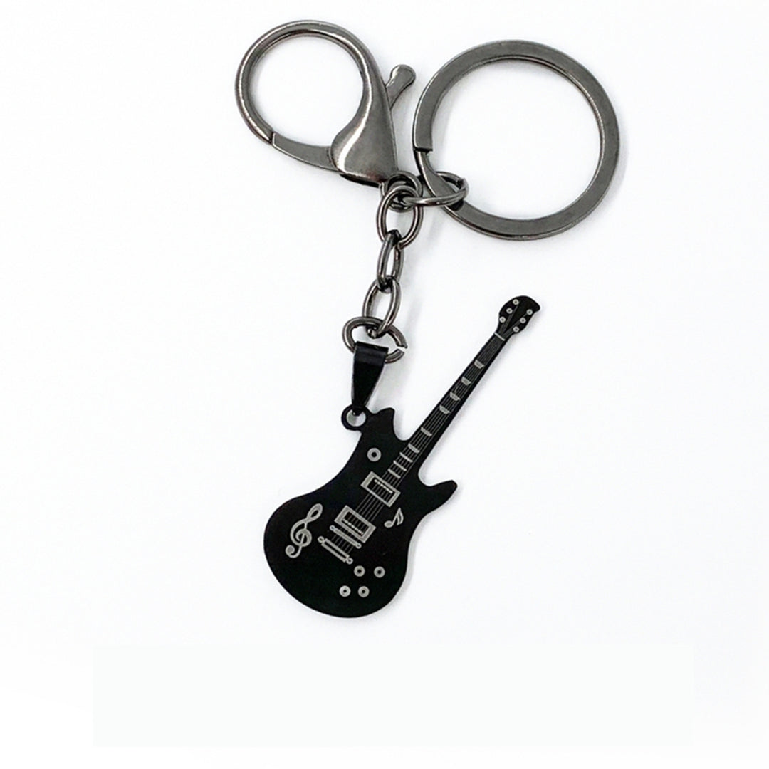 Cool Stylish Guitar Shape Musical Note Pattern Stainless Steel Necklace for Men Festival Gift Image 3