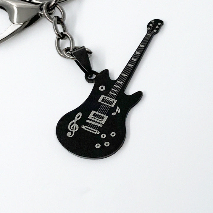 Cool Stylish Guitar Shape Musical Note Pattern Stainless Steel Necklace for Men Festival Gift Image 4