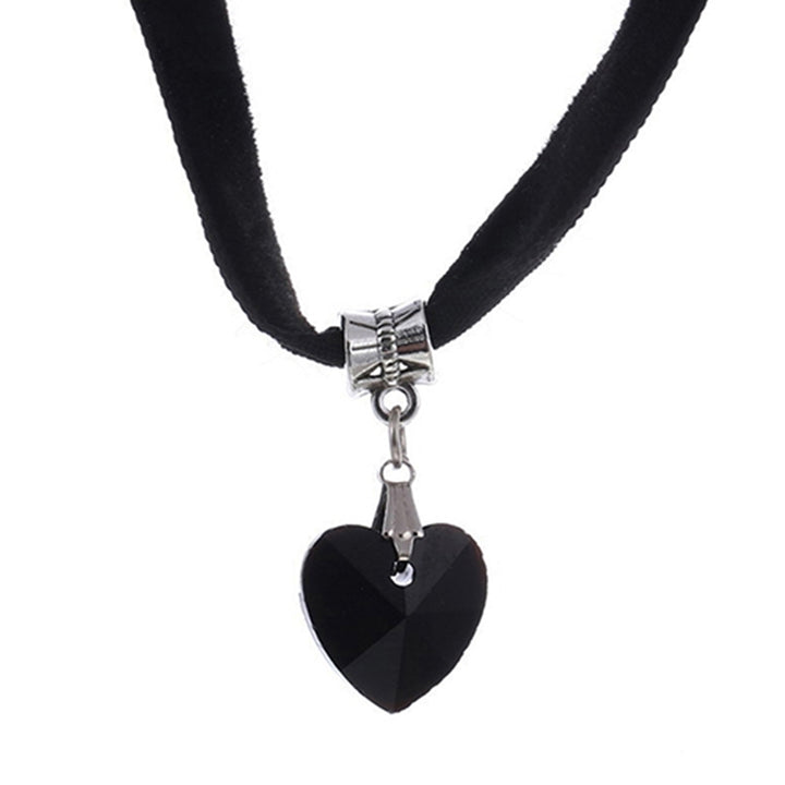 Retro Gothic Handmade Shiny Love Heart Rhinestone Pendant Choker Short Necklace Image 11