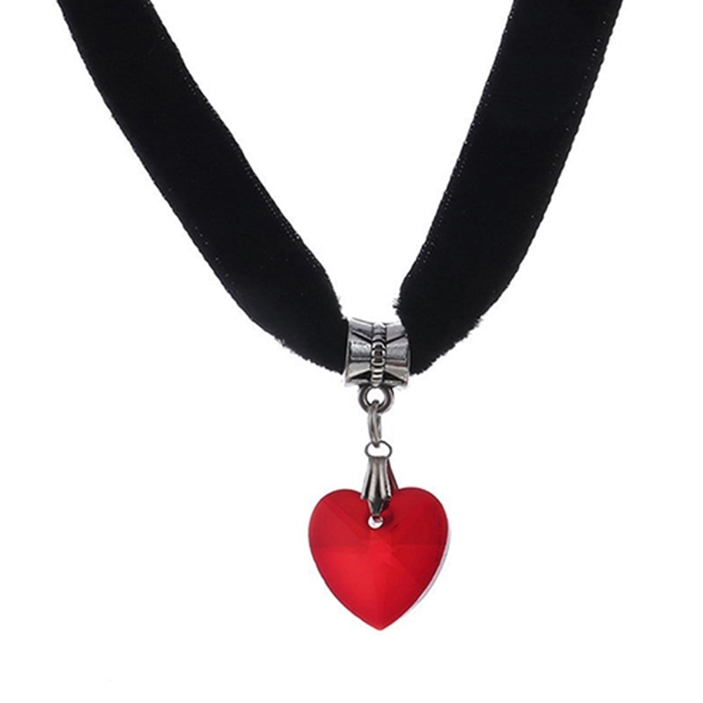 Retro Gothic Handmade Shiny Love Heart Rhinestone Pendant Choker Short Necklace Image 12