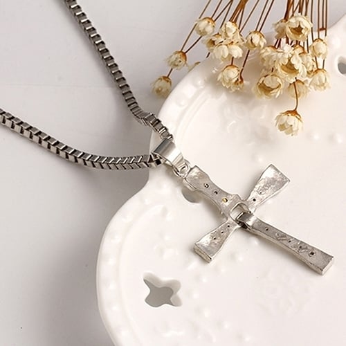 Cool Fashion Rhinestone Cross Pendant Long Necklace Men Jewelry Xmas Gift Image 2