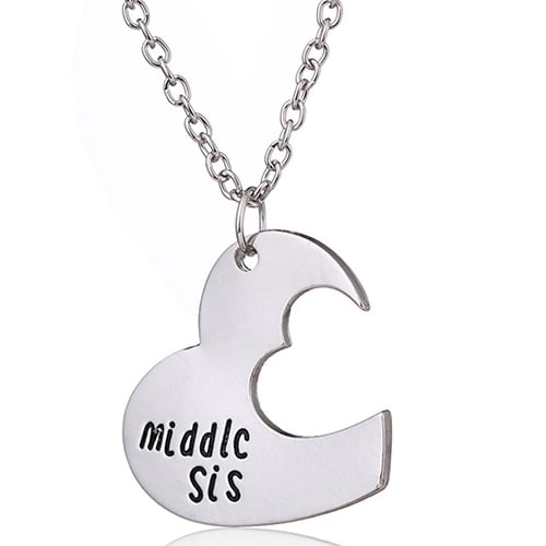 3 Pcs Heart Pendant Big Middle Little Sis Sisters Friendship Chain Necklace Image 6