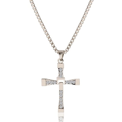 Cool Fashion Rhinestone Cross Pendant Long Necklace Men Jewelry Xmas Gift Image 4