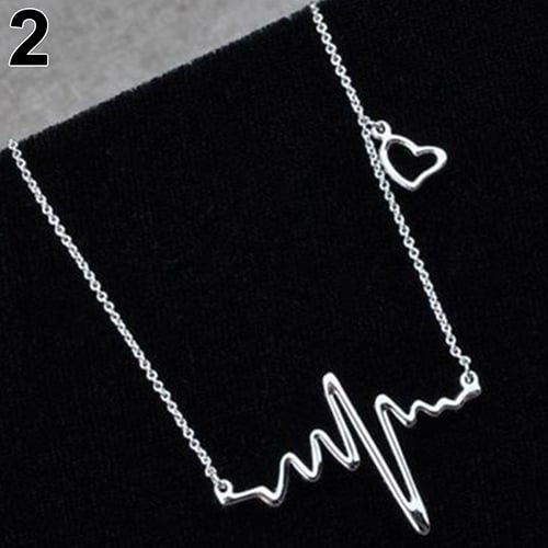 Womens Heart Beat Pendant Chain Choker Collar Bib Jewelry Clavicle Necklace Image 1