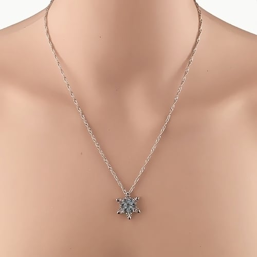 Women Fashion Shiny Rhinestone Snowflake Pendant Short Chain Choker Necklace Image 3