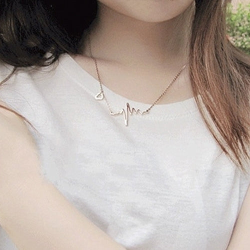 Womens Heart Beat Pendant Chain Choker Collar Bib Jewelry Clavicle Necklace Image 9