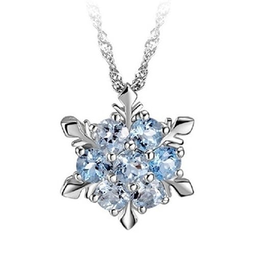 Women Fashion Shiny Rhinestone Snowflake Pendant Short Chain Choker Necklace Image 4