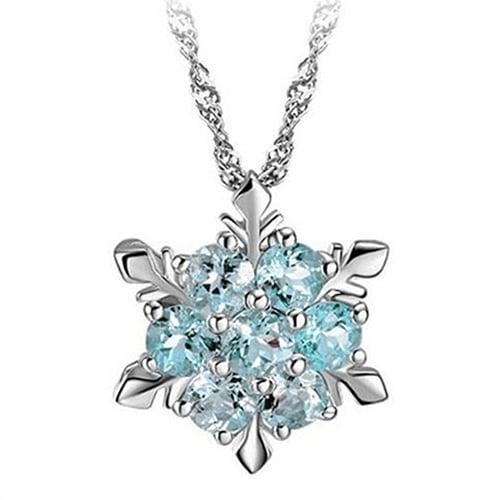 Women Fashion Shiny Rhinestone Snowflake Pendant Short Chain Choker Necklace Image 4