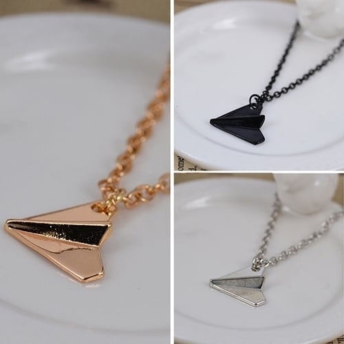 Mens Fashion Xmas Gift Jewelry Paper Plane Airplane Pendant Chain Charm Necklace Image 1