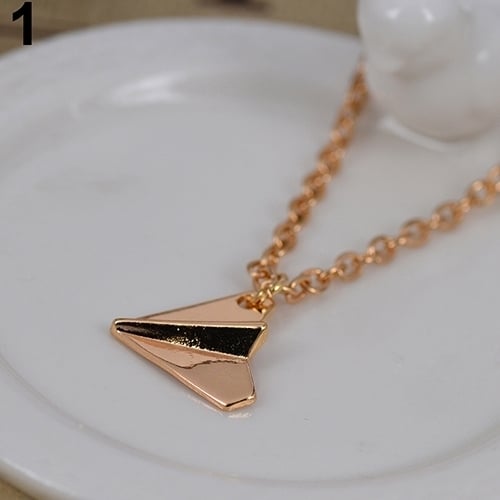 Mens Fashion Xmas Gift Jewelry Paper Plane Airplane Pendant Chain Charm Necklace Image 2