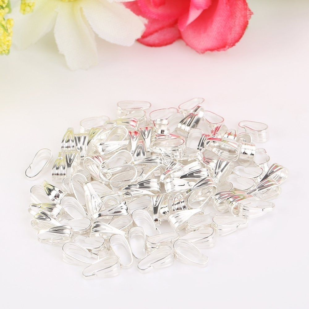 100pcs Bail Connectors Jewelry Findings DIY Necklace Pendant Buckle Clip Clasps Image 2