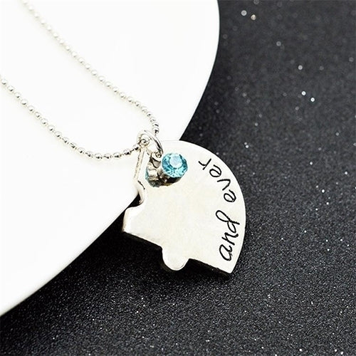 4Pcs Best Friend BFF Friendship Puzzle Rhinestone Heart Matching Necklace Image 4