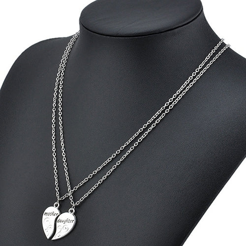 2 Pcs Hot Mother Daughter Heart Pendant Matching Necklace Xmas Gift Jewelry Image 2