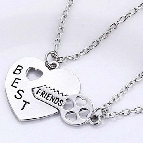 2Pcs Love Heart Key Pendant BFF Best Friend Letter Carved Necklace Gift Image 9