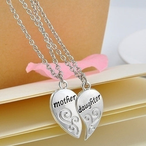 2 Pcs Hot Mother Daughter Heart Pendant Matching Necklace Xmas Gift Jewelry Image 4