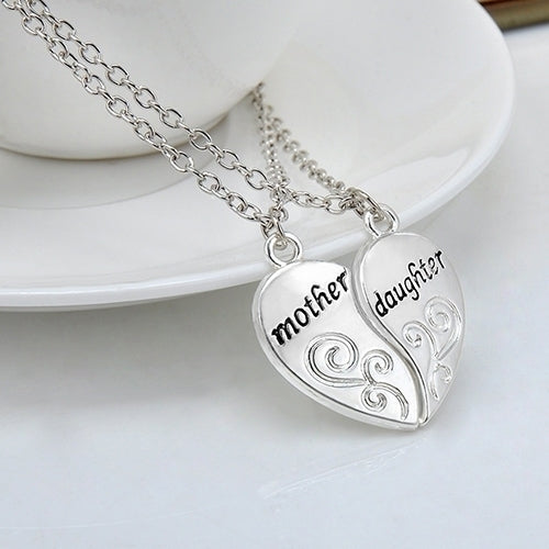 2 Pcs Hot Mother Daughter Heart Pendant Matching Necklace Xmas Gift Jewelry Image 6