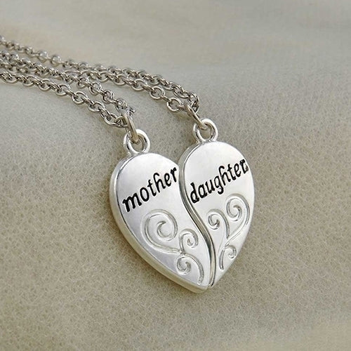 2 Pcs Hot Mother Daughter Heart Pendant Matching Necklace Xmas Gift Jewelry Image 7