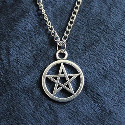 2Pcs Fashion Unisex Star Circle Pentagram Pendant Necklace Couple Xmas Gift Image 2