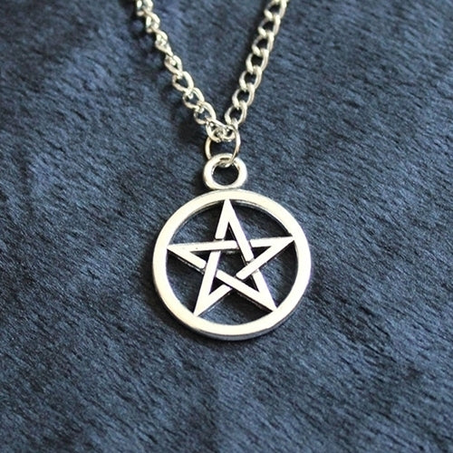 2Pcs Fashion Unisex Star Circle Pentagram Pendant Necklace Couple Xmas Gift Image 3