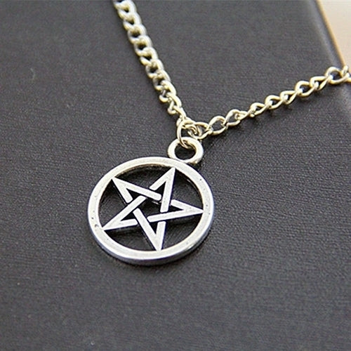 2Pcs Fashion Unisex Star Circle Pentagram Pendant Necklace Couple Xmas Gift Image 4