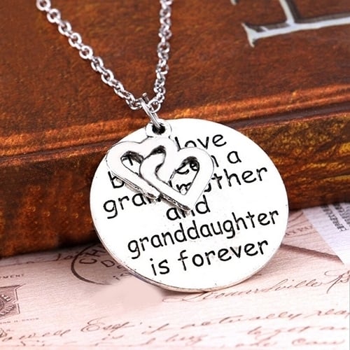 Trendy Heart Letter Round Pendant Necklace Jewelry Family Love Grandmother Gift Image 1