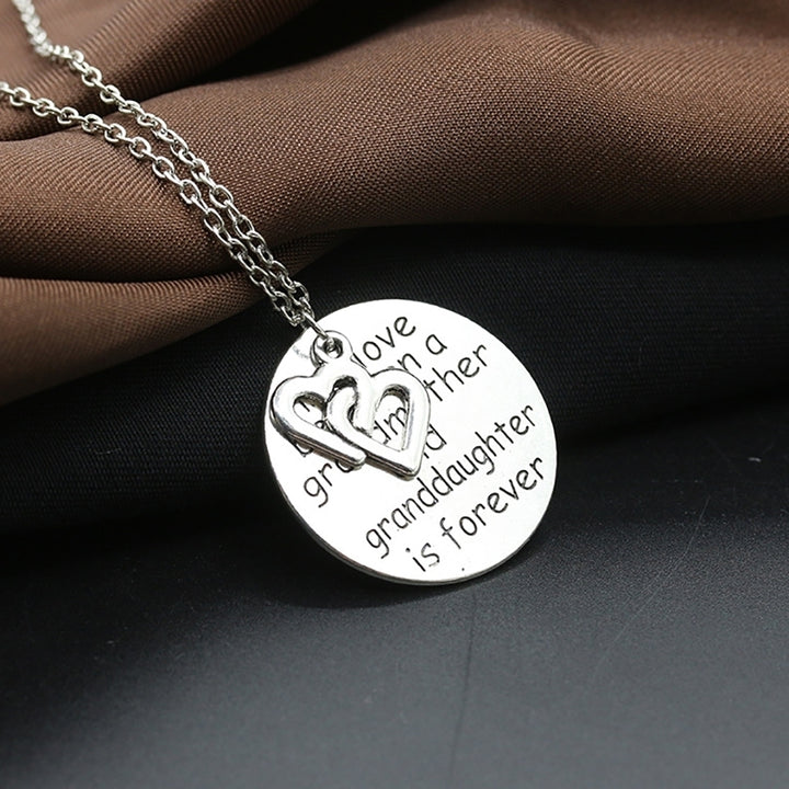 Trendy Heart Letter Round Pendant Necklace Jewelry Family Love Grandmother Gift Image 4