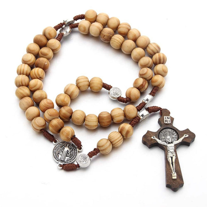 Fashionable Necklace Handmade Wooden Virgin Mary Beaded Necklace for Daily Life Image 4