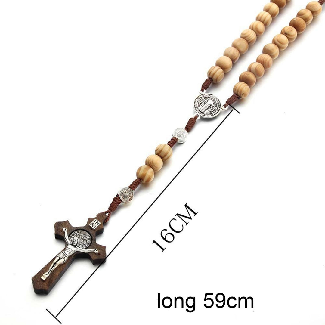 Fashionable Necklace Handmade Wooden Virgin Mary Beaded Necklace for Daily Life Image 4