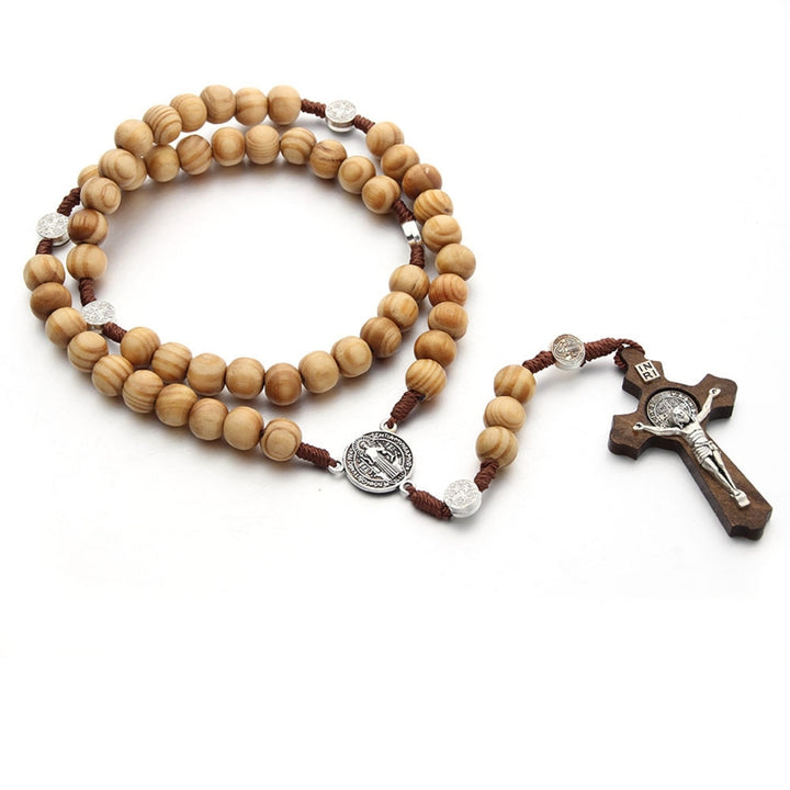 Fashionable Necklace Handmade Wooden Virgin Mary Beaded Necklace for Daily Life Image 6