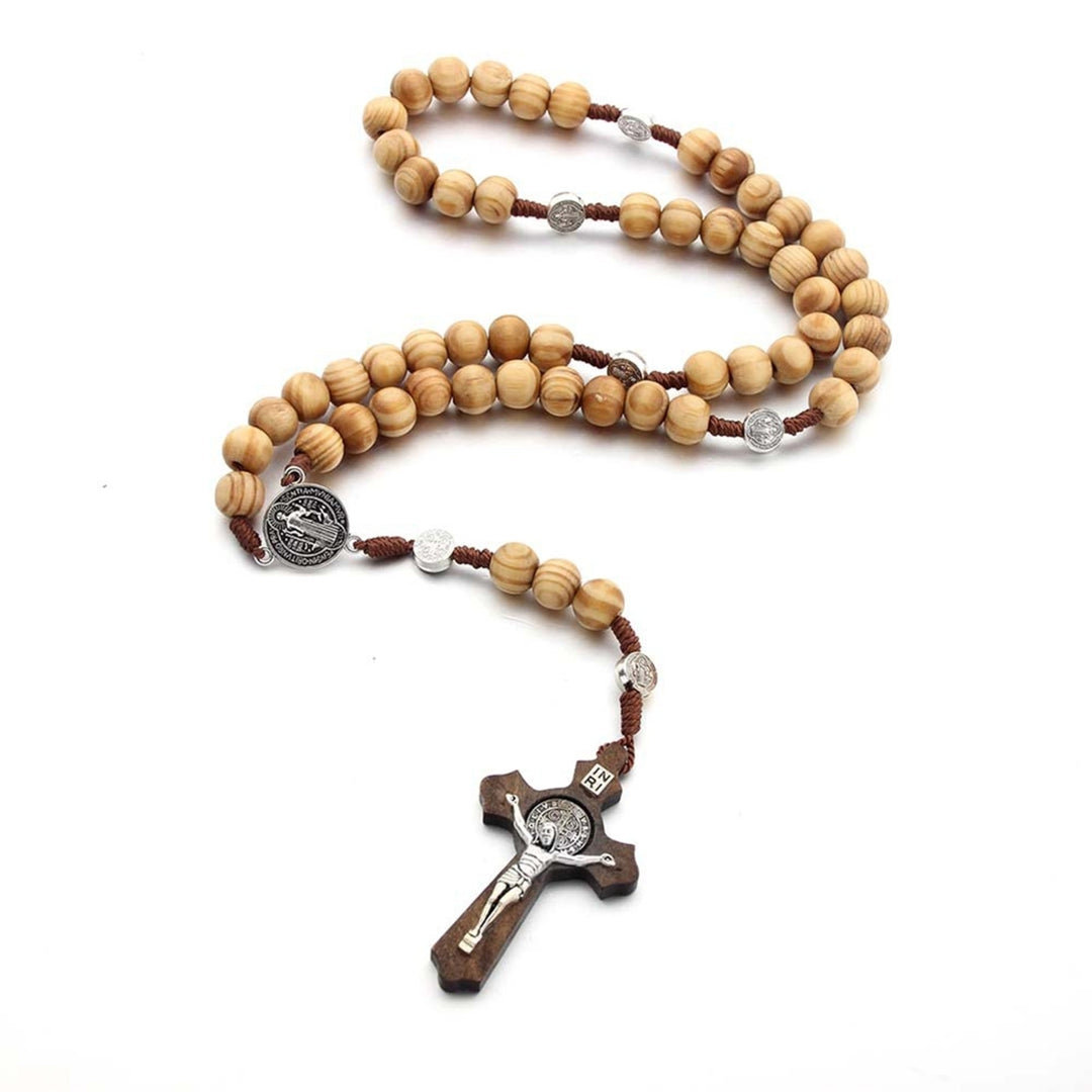 Fashionable Necklace Handmade Wooden Virgin Mary Beaded Necklace for Daily Life Image 7