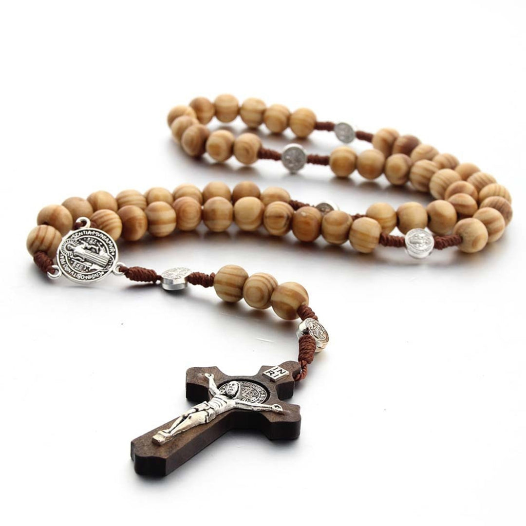 Fashionable Necklace Handmade Wooden Virgin Mary Beaded Necklace for Daily Life Image 8