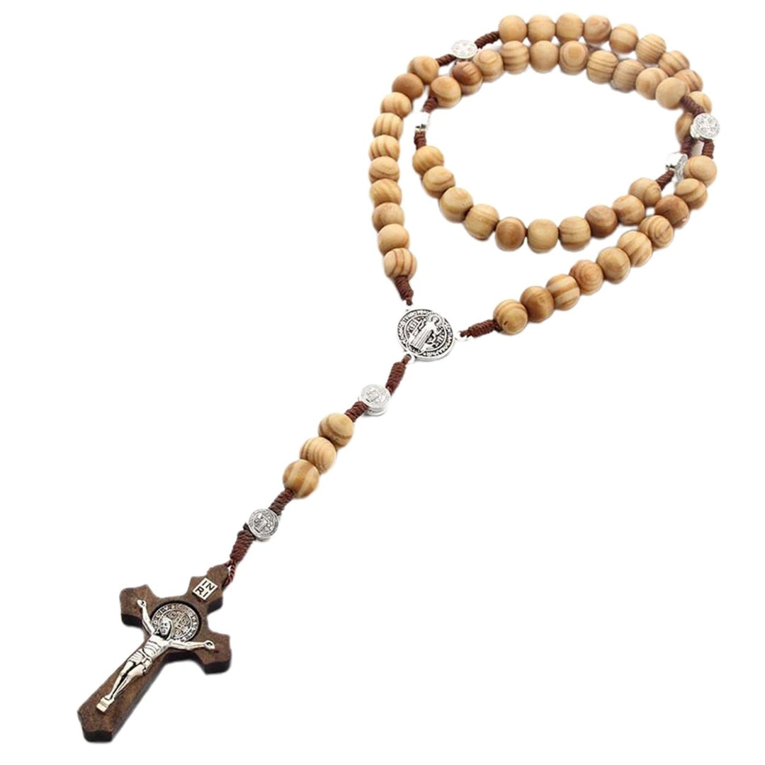 Fashionable Necklace Handmade Wooden Virgin Mary Beaded Necklace for Daily Life Image 11