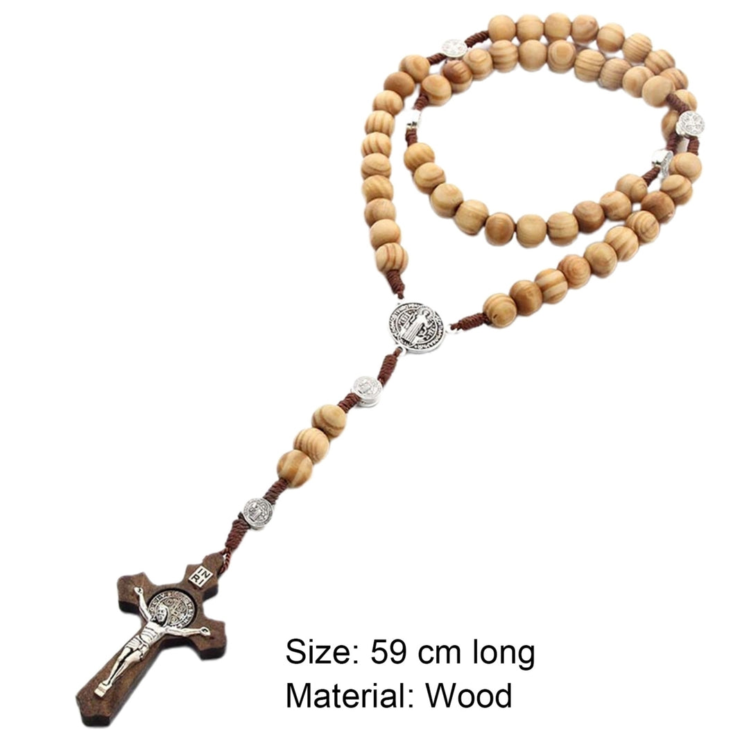 Fashionable Necklace Handmade Wooden Virgin Mary Beaded Necklace for Daily Life Image 12