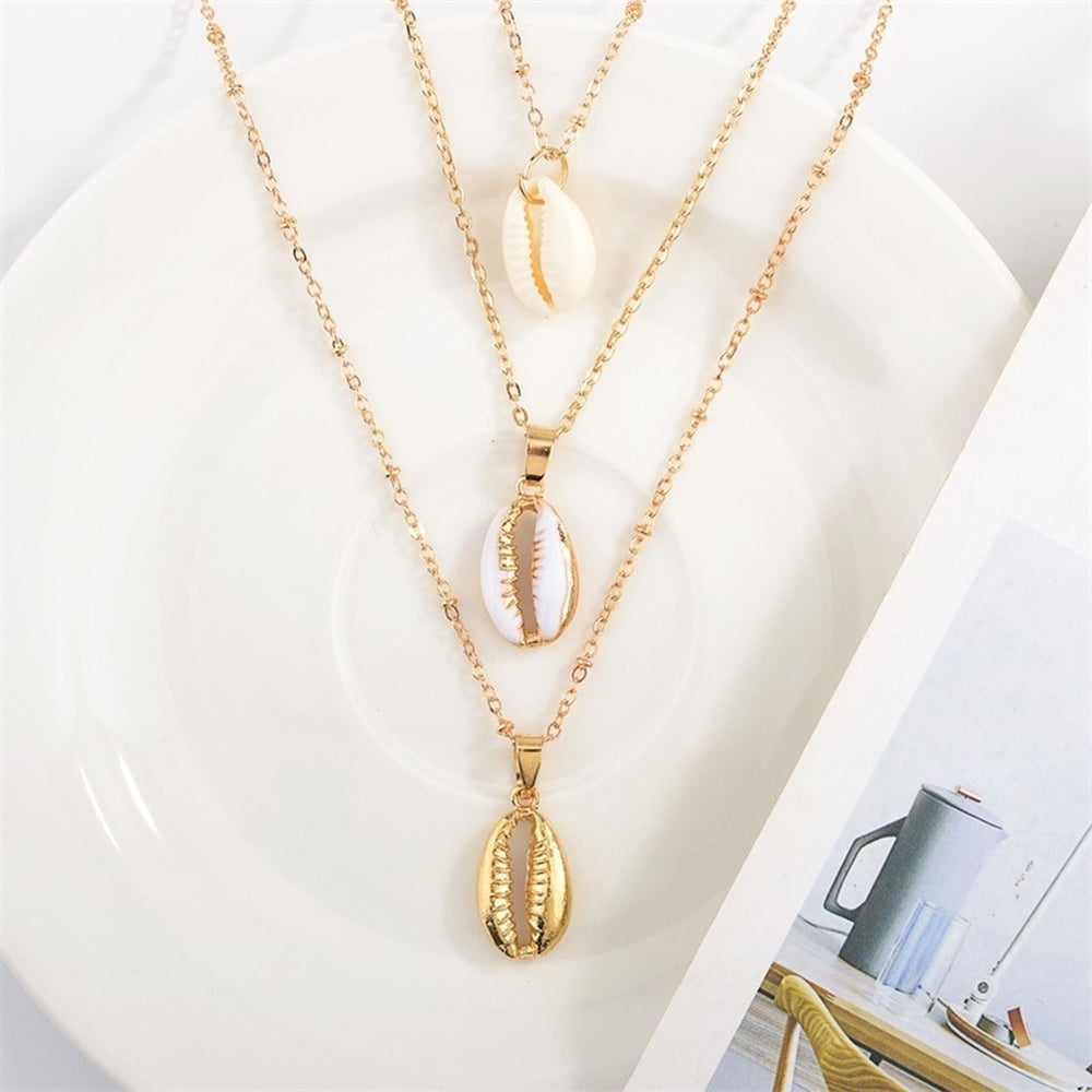 Bohemian Women Summer Beach Multi-layer Sea Shell Pendant Necklace Jewelry Image 2