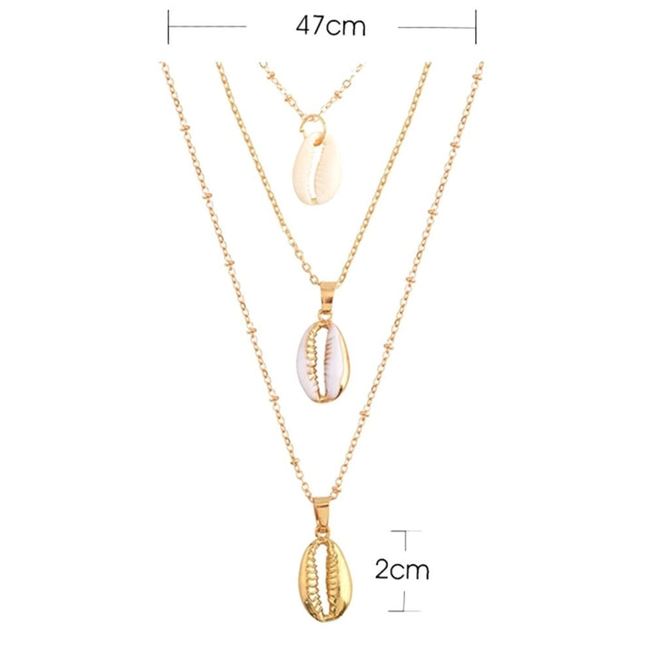 Bohemian Women Summer Beach Multi-layer Sea Shell Pendant Necklace Jewelry Image 7