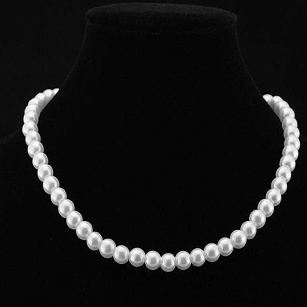 Fashion Simple Faux Pearl Beaded Necklace Women Party Jewelry Birthday Gift Image 4