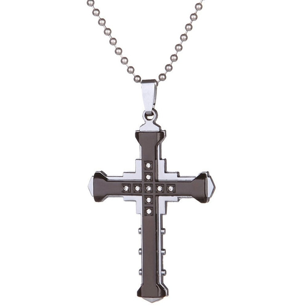 Fashion Men Rhinestone Jesus Cross Pendant Charm Alloy Necklace Jewelry Gift Image 2