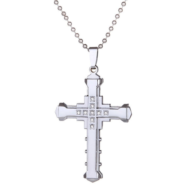 Fashion Men Rhinestone Jesus Cross Pendant Charm Alloy Necklace Jewelry Gift Image 3