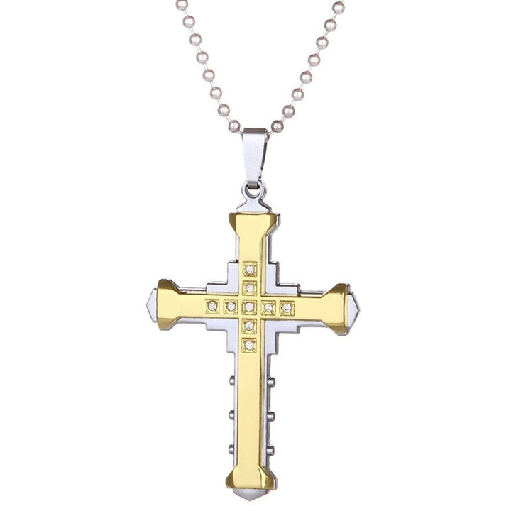 Fashion Men Rhinestone Jesus Cross Pendant Charm Alloy Necklace Jewelry Gift Image 4