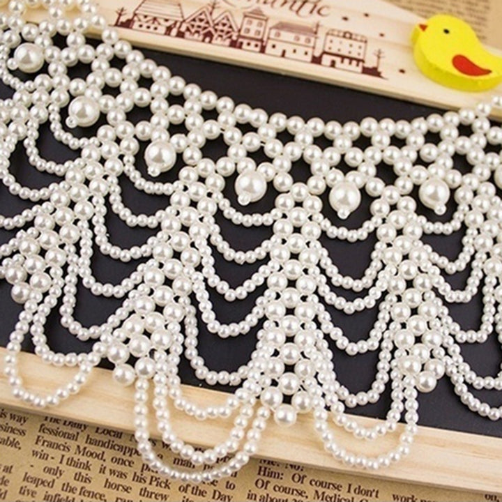 Elegant Women Hollowed Imitation Pearl Choker Bib Collar Statement Necklace Image 8