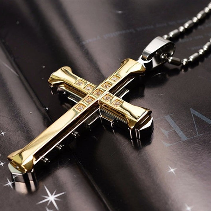 Fashion Men Rhinestone Jesus Cross Pendant Charm Alloy Necklace Jewelry Gift Image 6